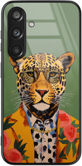 Casimoda Samsung Galaxy S24 glazen hardcase - Luipaard hipster Multi