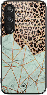 Casimoda Samsung Galaxy S24 glazen hardcase - Luipaard marmer mint