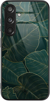 Casimoda Samsung Galaxy S24 glazen hardcase - Monstera leaves Groen