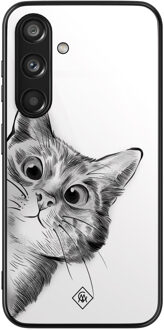 Casimoda Samsung Galaxy S24 glazen hardcase - Peekaboo kat Wit