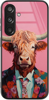 Casimoda Samsung Galaxy S24 glazen hardcase - Schotse Hooglander Roze