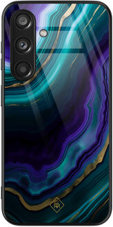 Casimoda Samsung Galaxy S24 glazen hardcase - Smaragd paars groen Blauw