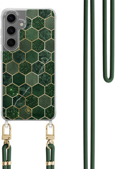 Casimoda Samsung Galaxy S24 hoesje met groen koord - Kubus groen