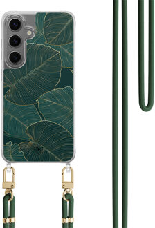 Casimoda Samsung Galaxy S24 hoesje met groen koord - Monstera leaves