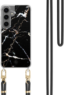 Casimoda Samsung Galaxy S24 hoesje met zwart koord - Marmer zwart