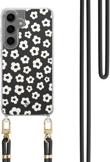 Casimoda Samsung Galaxy S24 hoesje met zwart koord - Retro bloempjes