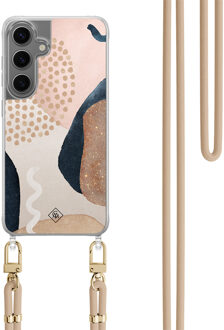 Casimoda Samsung Galaxy S24 Plus hoesje met beige koord - Abstract dots Bruin/beige