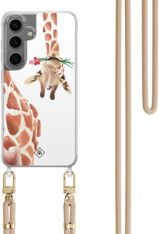 Casimoda Samsung Galaxy S24 Plus hoesje met beige koord - Giraffe Bruin/beige