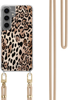 Casimoda Samsung Galaxy S24 Plus hoesje met beige koord - Golden wildcat Bruin/beige