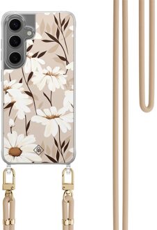 Casimoda Samsung Galaxy S24 Plus hoesje met beige koord - In bloom Bruin/beige