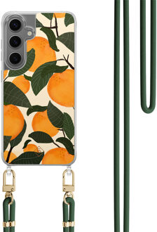 Casimoda Samsung Galaxy S24 Plus hoesje met groen koord - Orange garden Multi