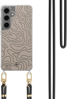 Casimoda Samsung Galaxy S24 Plus hoesje met zwart koord - Abstract lines Bruin/beige