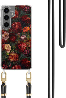 Casimoda Samsung Galaxy S24 Plus hoesje met zwart koord - Floral garden Rood