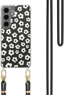 Casimoda Samsung Galaxy S24 Plus hoesje met zwart koord - Retro bloempjes