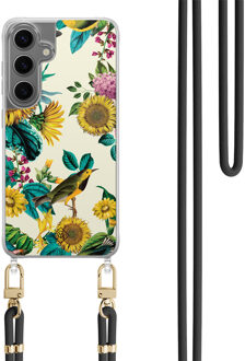 Casimoda Samsung Galaxy S24 Plus hoesje met zwart koord - Sunflowers Geel, Multi