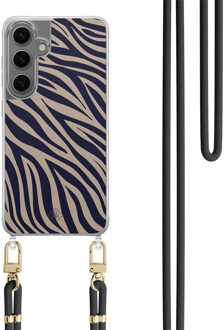 Casimoda Samsung Galaxy S24 Plus hoesje met zwart koord - Wavy twist Blauw