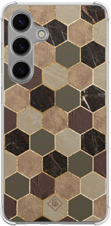 Casimoda Samsung Galaxy S24 Plus shockproof hoesje - Kubus groen bruin Bruin/beige