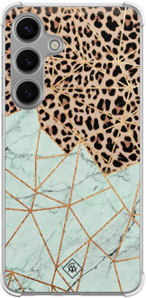 Casimoda Samsung Galaxy S24 Plus shockproof hoesje - Luipaard marmer mint