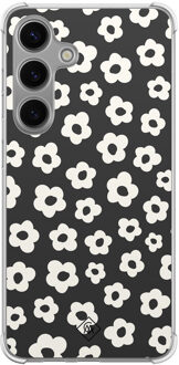 Casimoda Samsung Galaxy S24 Plus shockproof hoesje - Retro bloempjes Zwart