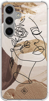 Casimoda Samsung Galaxy S24 shockproof hoesje - Abstract gezicht bruin Bruin/beige