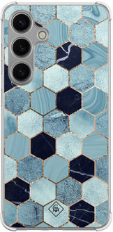 Casimoda Samsung Galaxy S24 shockproof hoesje - Blue cubes Blauw