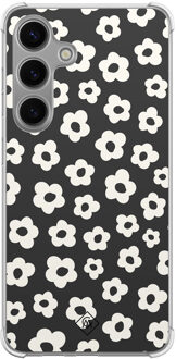 Casimoda Samsung Galaxy S24 shockproof hoesje - Retro bloempjes Zwart