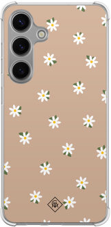 Casimoda Samsung Galaxy S24 shockproof hoesje - Sweet daisies Bruin/beige