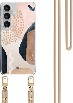 Casimoda Samsung Galaxy S25 FE hoesje met beige koord - Abstract dots Bruin/beige