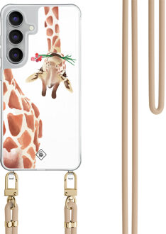 Casimoda Samsung Galaxy S25 FE hoesje met beige koord - Giraffe Bruin/beige