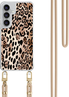 Casimoda Samsung Galaxy S25 FE hoesje met beige koord - Golden wildcat Bruin/beige