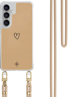 Casimoda Samsung Galaxy S25 FE hoesje met beige koord - Hart bruin Bruin/beige