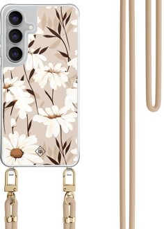 Casimoda Samsung Galaxy S25 FE hoesje met beige koord - In bloom Bruin/beige