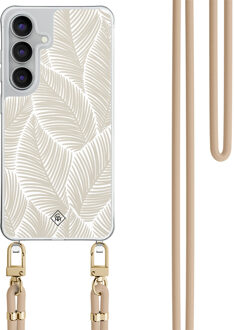 Casimoda Samsung Galaxy S25 FE hoesje met beige koord - Palm leaves beige Bruin/beige