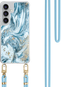 Casimoda Samsung Galaxy S25 FE hoesje met blauw koord - Marble sea