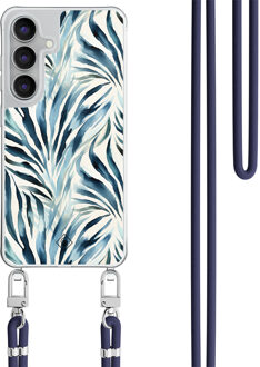 Casimoda Samsung Galaxy S25 FE hoesje met donkerblauw koord - Japandi waves