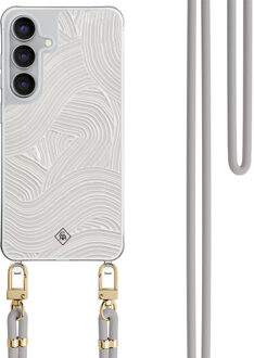 Casimoda Samsung Galaxy S25 FE hoesje met grijs koord - Abstract waves Grijs/zilverkleurig