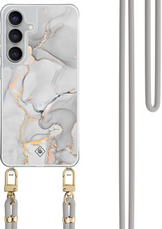 Casimoda Samsung Galaxy S25 FE hoesje met grijs koord - Marmer grijs Grijs/zilverkleurig