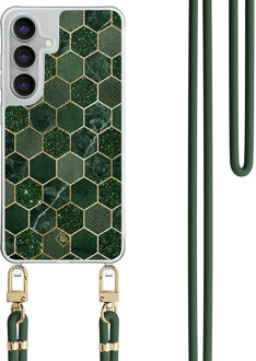 Casimoda Samsung Galaxy S25 FE hoesje met groen koord - Kubus groen