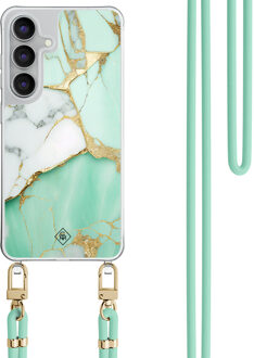 Casimoda Samsung Galaxy S25 FE hoesje met mint koord - Marmer mintgroen