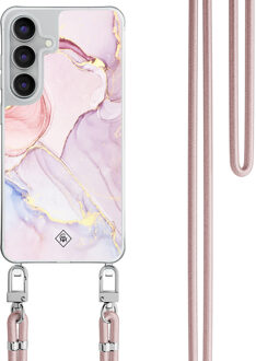 Casimoda Samsung Galaxy S25 FE hoesje met rosegoud koord - Purple sky Paars