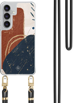 Casimoda Samsung Galaxy S25 FE hoesje met zwart koord - Abstract terracotta Multi