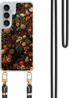 Casimoda Samsung Galaxy S25 FE hoesje met zwart koord - Floral garden Rood