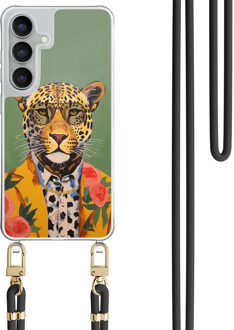 Casimoda Samsung Galaxy S25 FE hoesje met zwart koord - Luipaard hipster Groen
