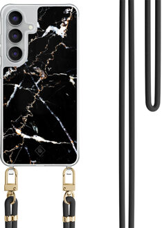 Casimoda Samsung Galaxy S25 FE hoesje met zwart koord - Marmer zwart