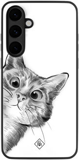 Casimoda Samsung Galaxy S25 FE hoesje - Peekaboo kat Grijs/zilverkleurig