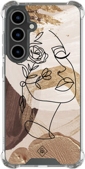Casimoda Samsung Galaxy S25 FE shockproof hoesje - Abstract gezicht bruin Bruin/beige