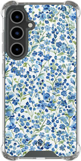 Casimoda Samsung Galaxy S25 FE shockproof hoesje - Vintage blue floral Blauw