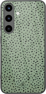 Casimoda Samsung Galaxy S25 glazen hardcase - Green confetti Groen