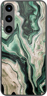 Casimoda Samsung Galaxy S25 glazen hardcase - Green waves Groen