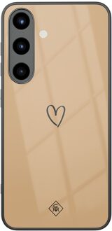 Casimoda Samsung Galaxy S25 glazen hardcase - Hart bruin Bruin/beige